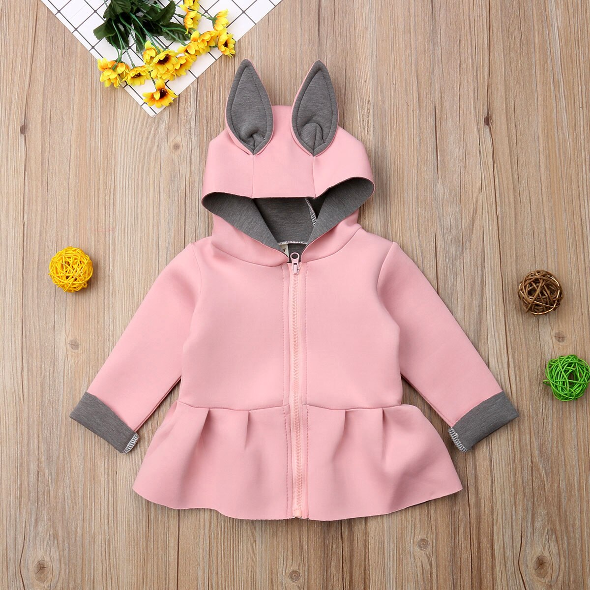 Vestes à capuche pour bébés filles | Veste à capuche mignonne, vêtements chauds d'hiver pour tout-petits, oreilles de lapin, tenues: Rose / 12M