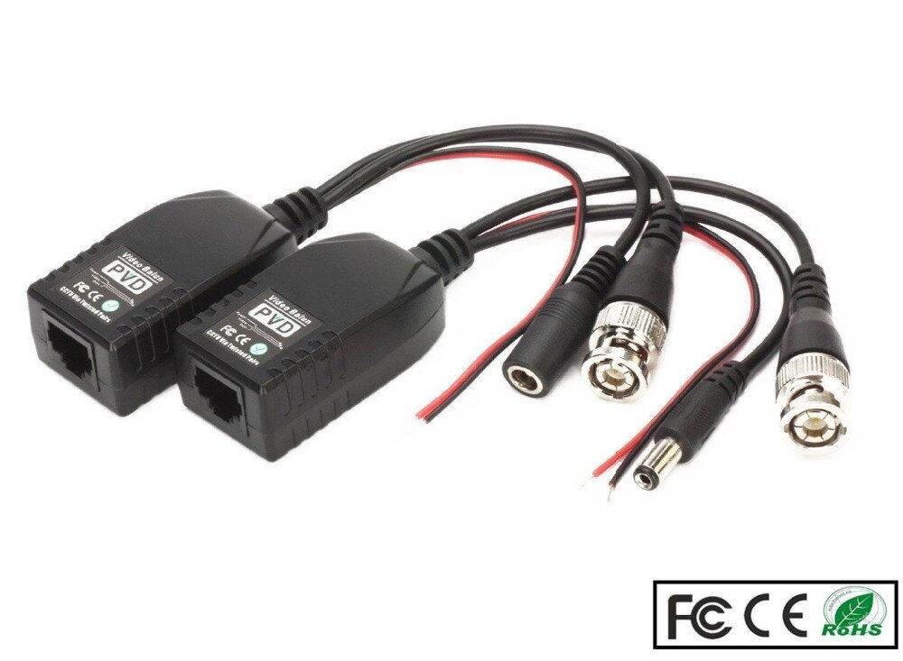 BNC to RJ45 CAT5 Video Power Balun with BNC Power Connector for CCTV PTZ