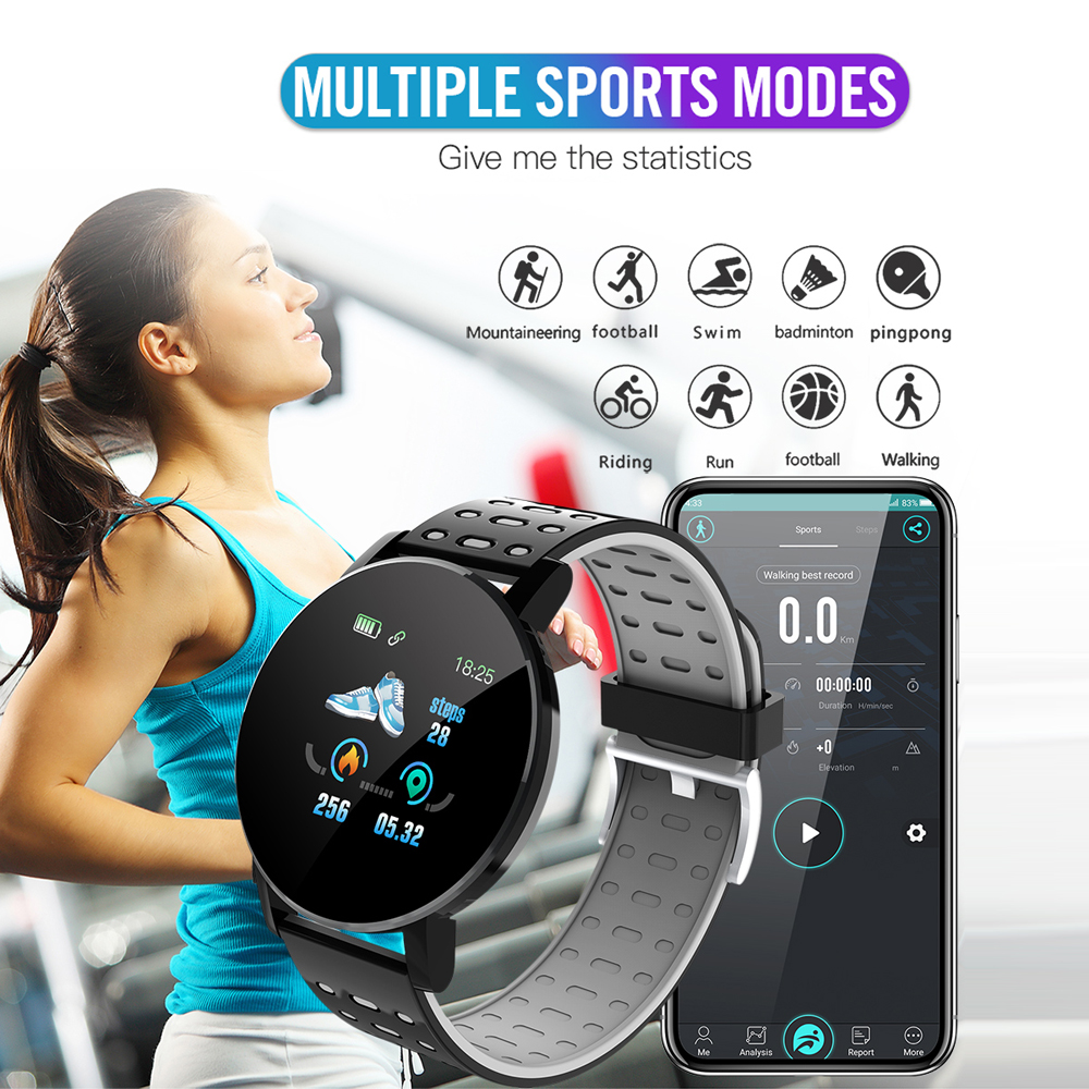 119plus Sleep /Heart Rate Monitoring Smartwatch 1.3in Touching Screen Smart Watches Outside Sports IP68 Waterproof Wristband