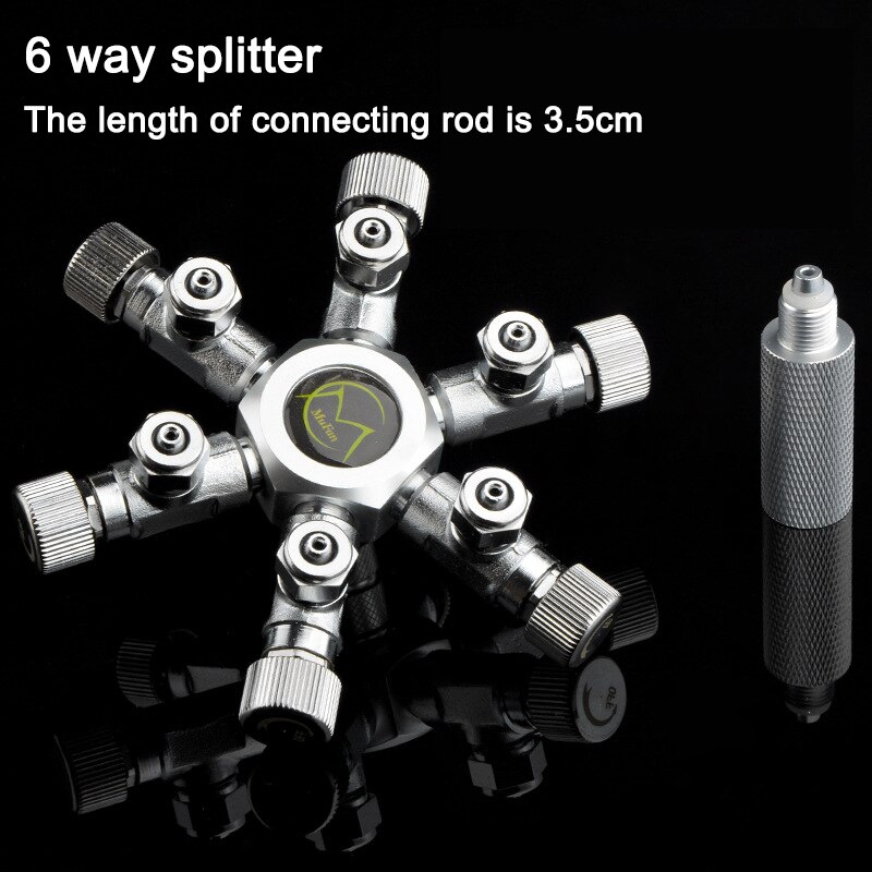 Rvs Multi Way Aquarium CO2 Splitter Distributeur Terugslagklep Magneetventiel CO2 Regulator Rector Aquarium Accessoire: 6 way