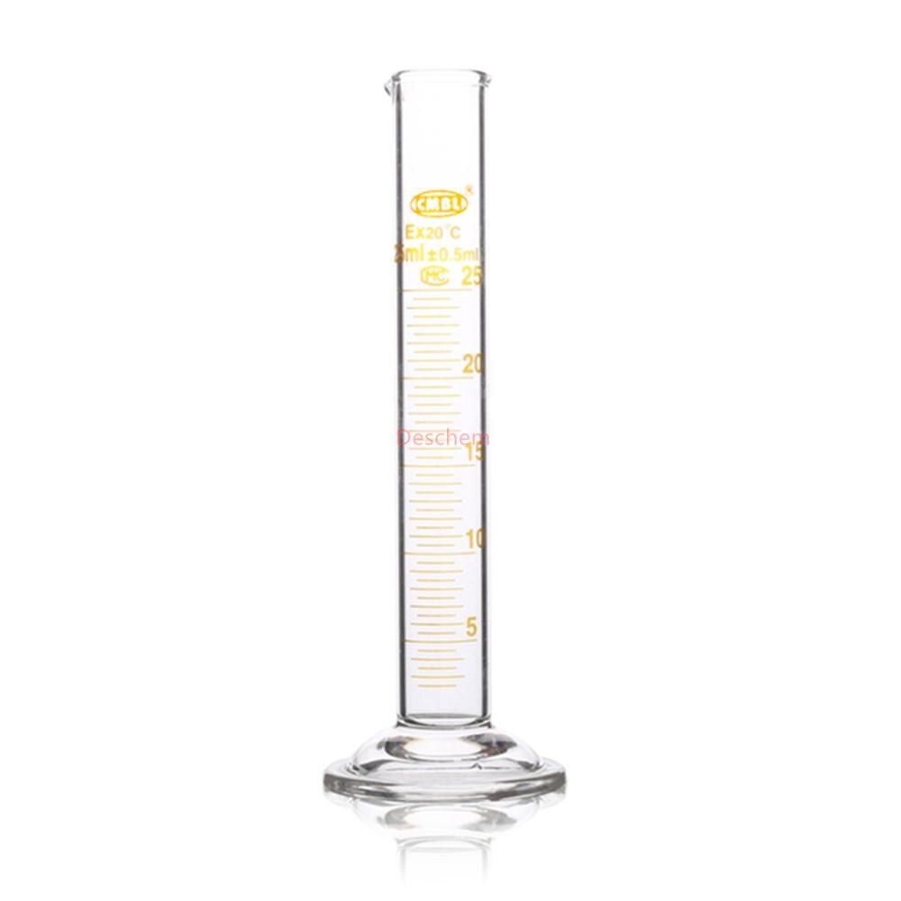 2Pcs 25ml Glass Measuring Cylinder With Graduation Spout Mouth Chemistry Labware