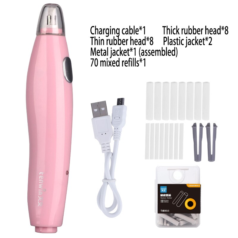 TENWIN Electric Eraser Charging Highlight Sketch Rubber Drawing Eraser Pupils Children Learning Stationery: 8305 8313 Pink