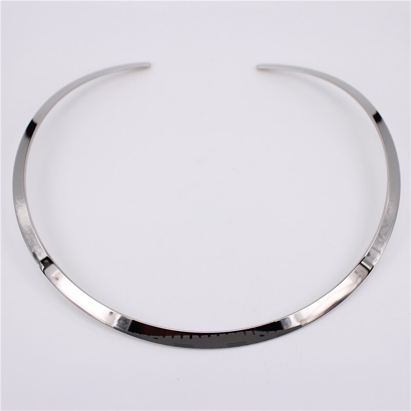 Mgub 2 kleurenselectie klassieke scheenbeenring roestvrij staal eenvoudige gesp kraag sieraden  nn26: Zilveren kleuren 6mm