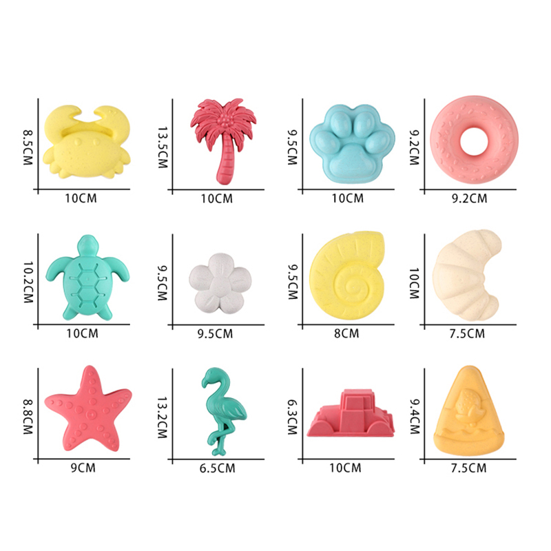 Strandspielzeug, Sandform, Sanddruck, Meer, Sand, Grabwerkzeug, Zubehör, Weizenstroh, Krapfen, technisches Fahrzeug, 12-teilige Kombination