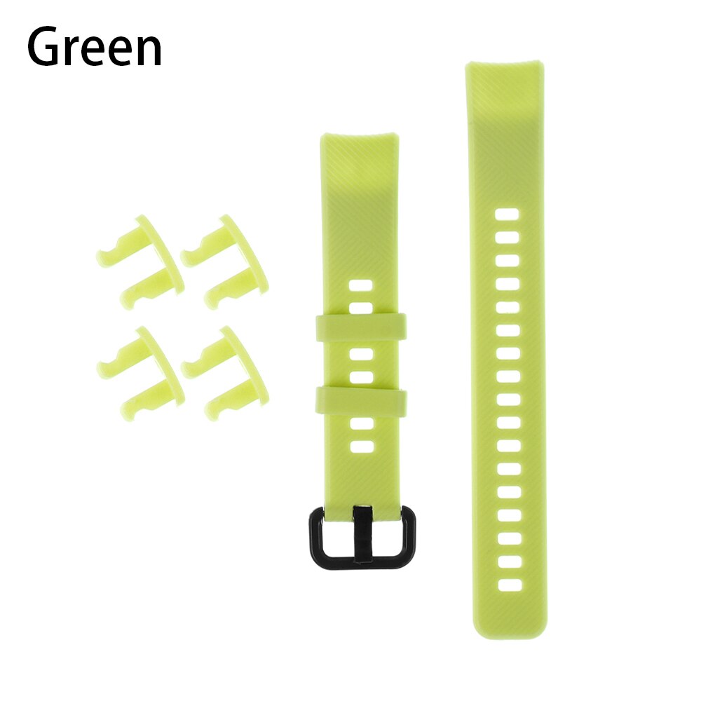 Colorful Silicone Wristbands Watch Band Replacement Strap Smart Watch Bracelet Strap For Honor Band 5 4: Green