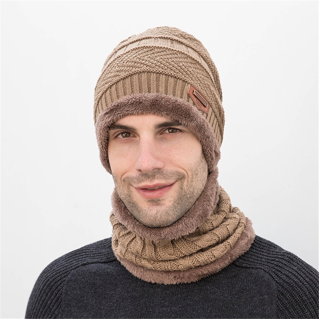 Mannen hoed hoofddeksels bib pak plus fluwelen dikke wollen hoed herfst en winter muts mannen Winter Hoed cap Kraag Set Plus Fluwelen