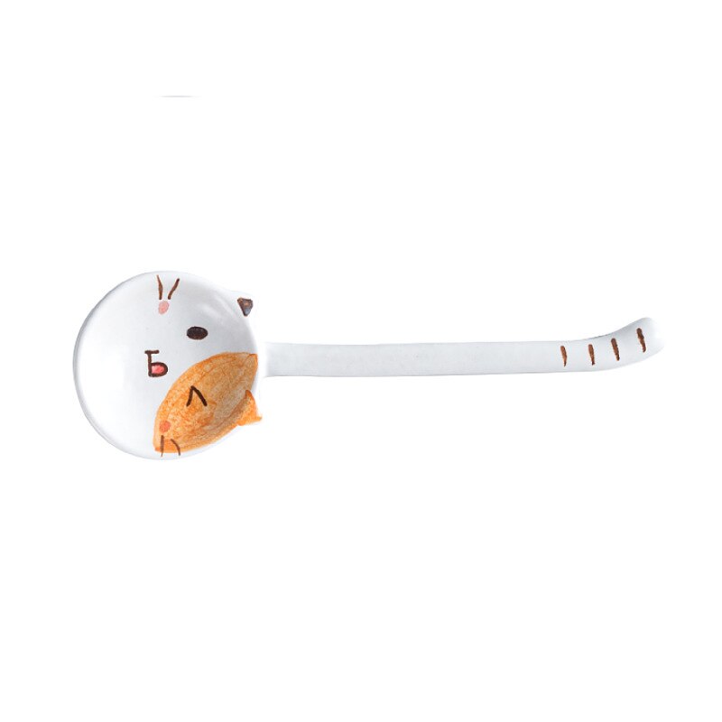Handpainted Ceramic Cat Plates Bowl Spoon Sets Tableware: 3