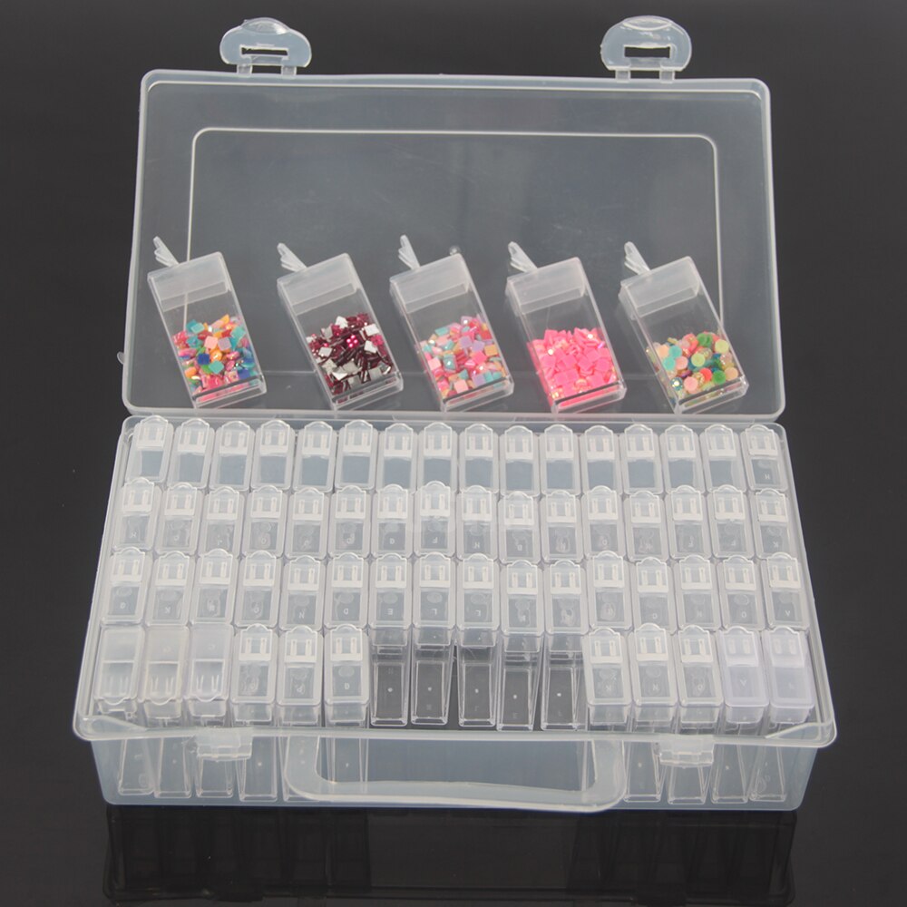 Caja organizadora de almacenamiento para pintura de diamantes, contenedor de cuentas, accesorios, herramientas, piedras, 56/64 piezas