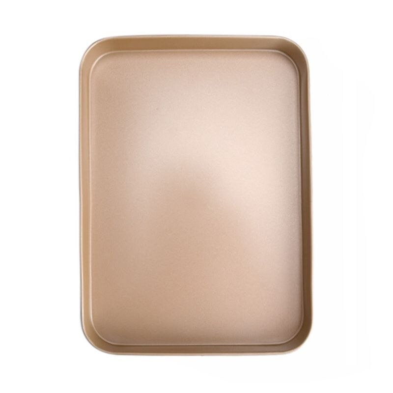 Rectangular Carbon Steel Cake Cheese Pan Cookie Bread Pizza Non Stick Baking Tray Kitchen Bakeware: Gold