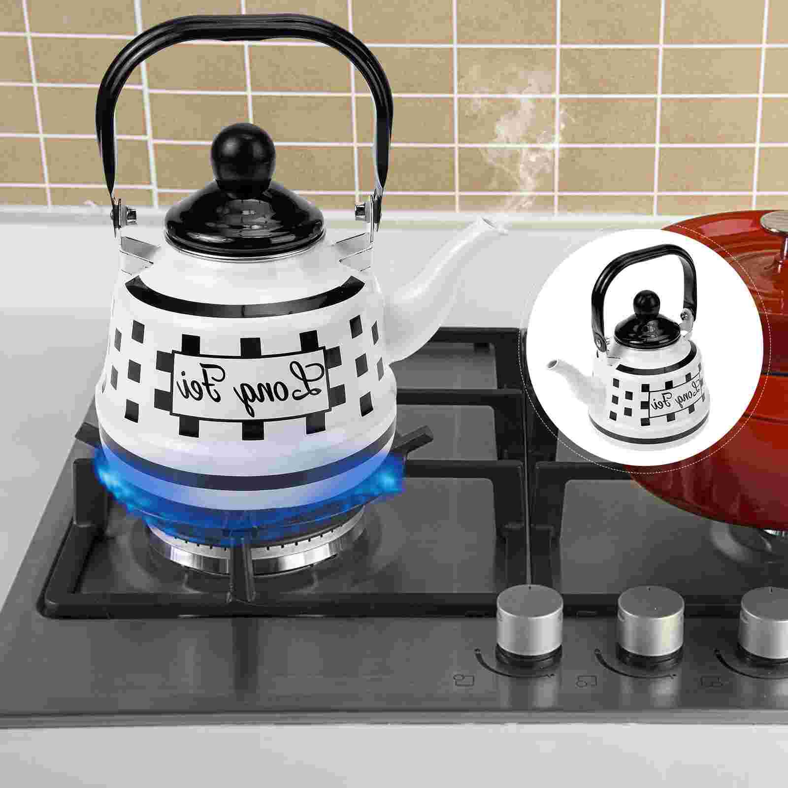 Cafetera de acero esmaltado, hervidor de agua de calefacción, práctico