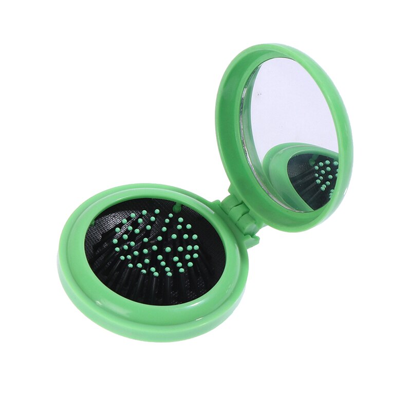 Women Girl Travel Foldable Folding Hair Brush with Mirror Pocket Air Bag Comb: GN