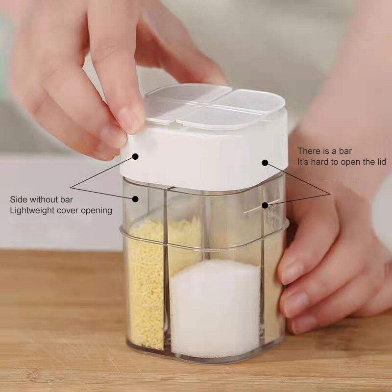 4-in-1 BBQ Seasoning Jar Spice Salt And Pepper Shakers Kitchen Seasoning Container Set Spices Tableware Storage Box Spice Tools
