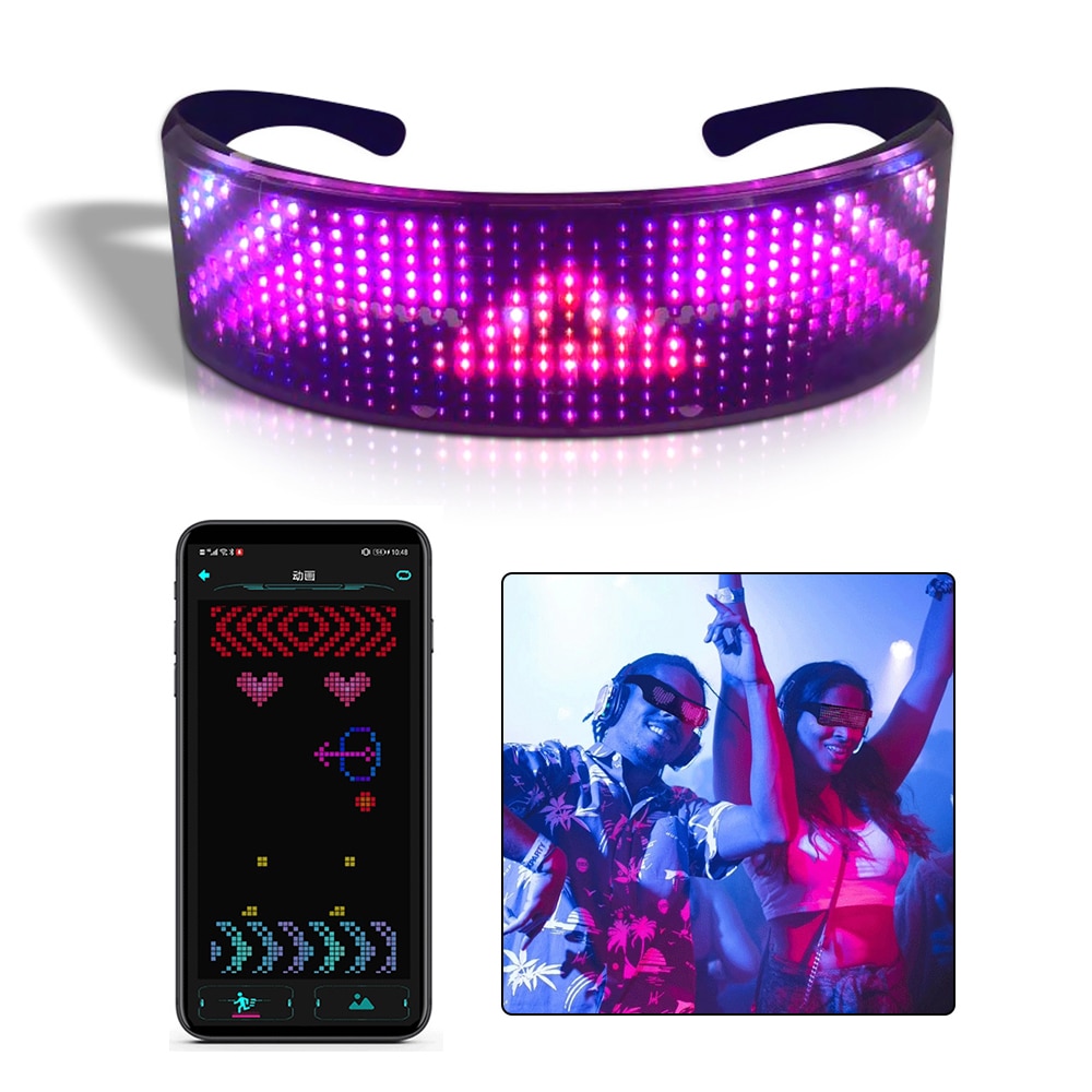 Magic Bluetooth Led Party Bril App Controle Shield Lichtgevende Glazen Usb Charge Multi-Lingual Quick Flash Led Shining Bril
