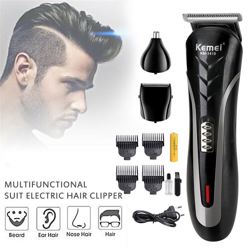 3 en 1 tondeuse électrique Rechargeable sans fil cheveux nez barbe tondeuse rasoir pour hommes adultes enfants cheveux coupe maison: 02 EU Plug
