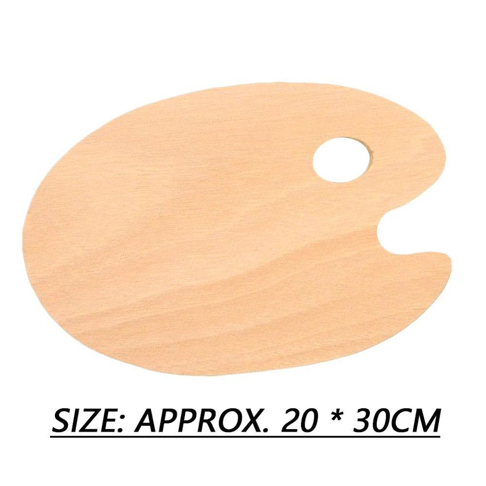Wood Painting Palette Smooth Tray Palette Art Supplies Oval Flat Thumb Oil Hole Artist Watercolor Paint palette With Acryli W2U9: Default Title