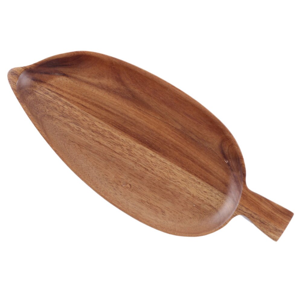 1Pc Wooden Tray Bread Plate Breakfast Dish Serving Tray (Light Brown)