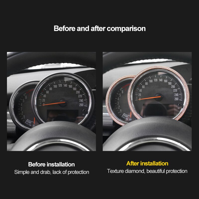 Car Tachometer Interior 3D Rhinestone Steering Wheel Decorative Ring For BMW Mini COOPER F55 F56 F54 F60 Drill Sticker