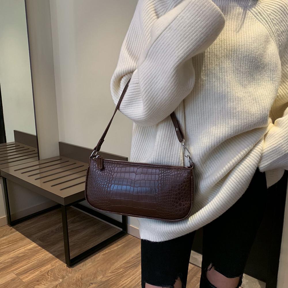 Retro Alligator Patroon Vrouwen Handtassen Casual Solid Schoudertassen Dames Mode Messenger Elevening Party Bag