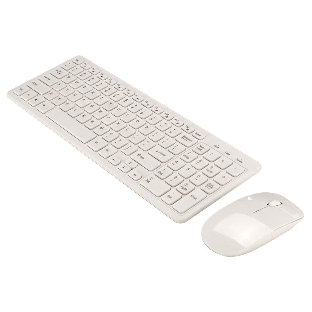 Accesorios para Gaming, sobremesa para ordenador de negocios, portátil, PC, Notebook, teclado inalámbrico, ratón, Combo, tamaño completo, oficina, Ultra delgado: Blanco