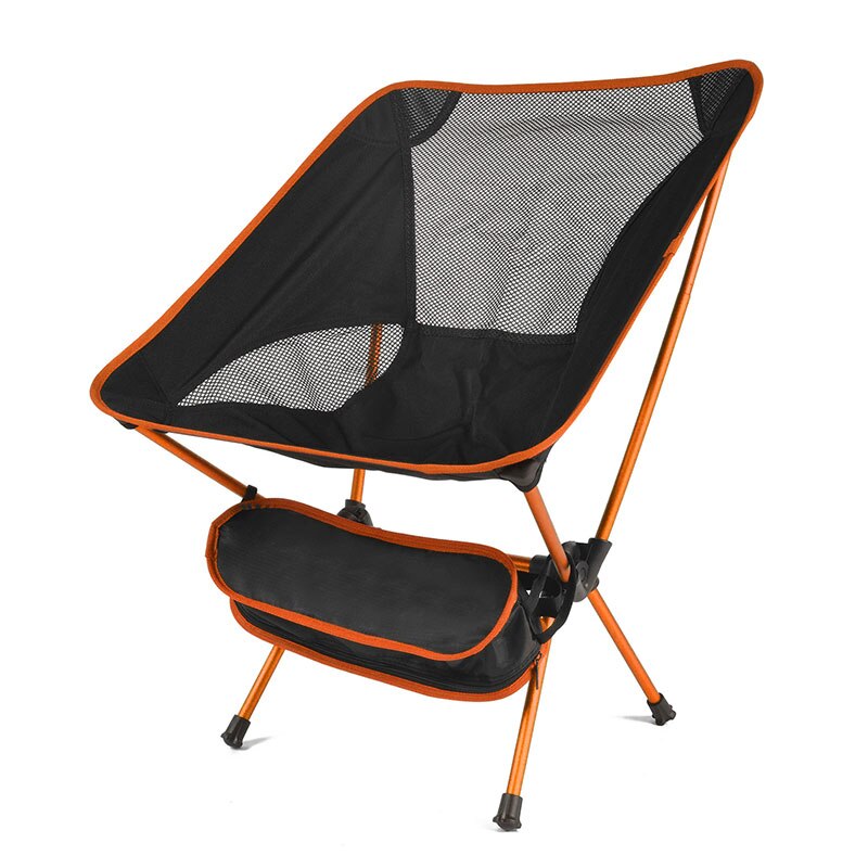 Ultralätt bärbar hopfällbar stol avtagbar utomhusfiske camping resa bbq oxford tyg hög belastning 150kg skicka förvaringsväska: Orange