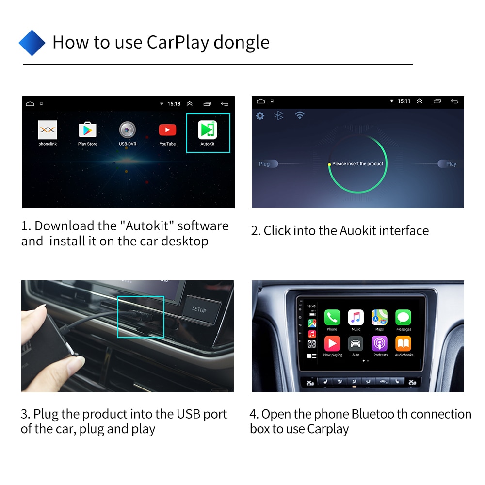 Bil -tv carlinkit usb bil link dongle til android bil navigasjon til eple carplay modul auto smart telefon usb carplay adapter