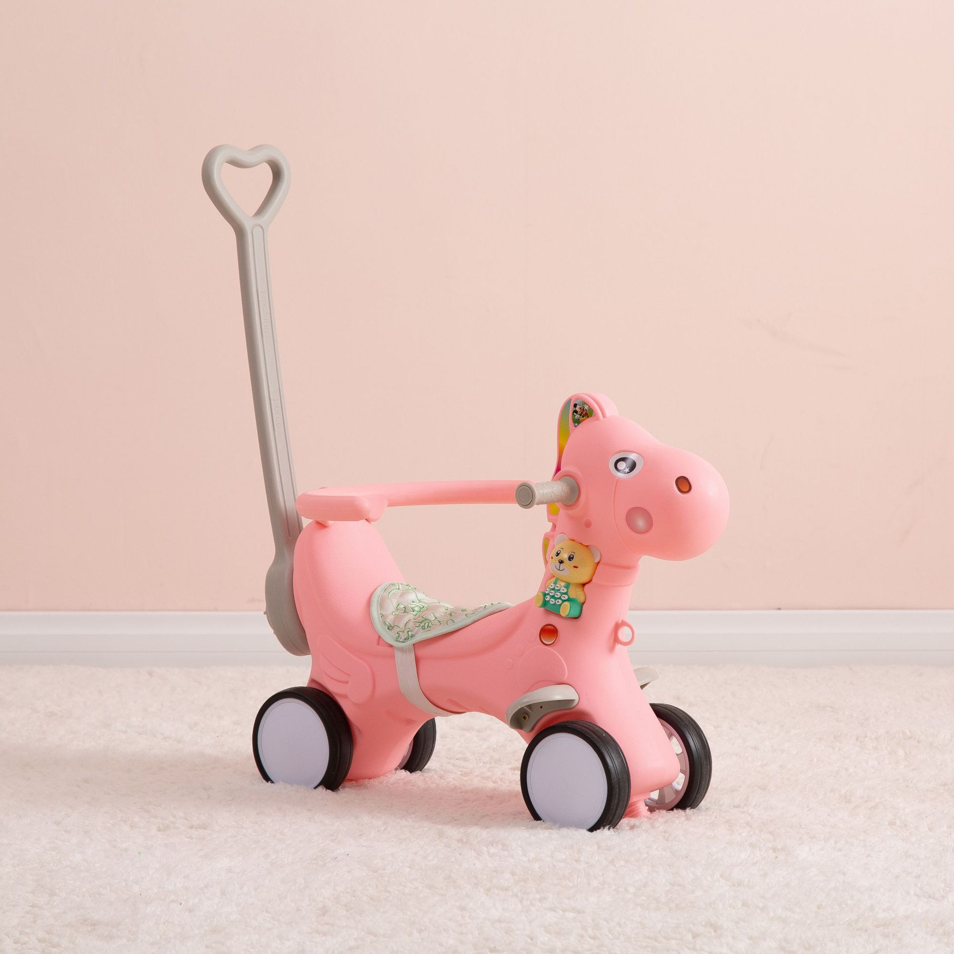 Chaise à bascule cheval plastique | Multifonction, d'anniversaire, chaise balançoire, poussette pour bébé de 1 à 5 ans,: Bourgogne