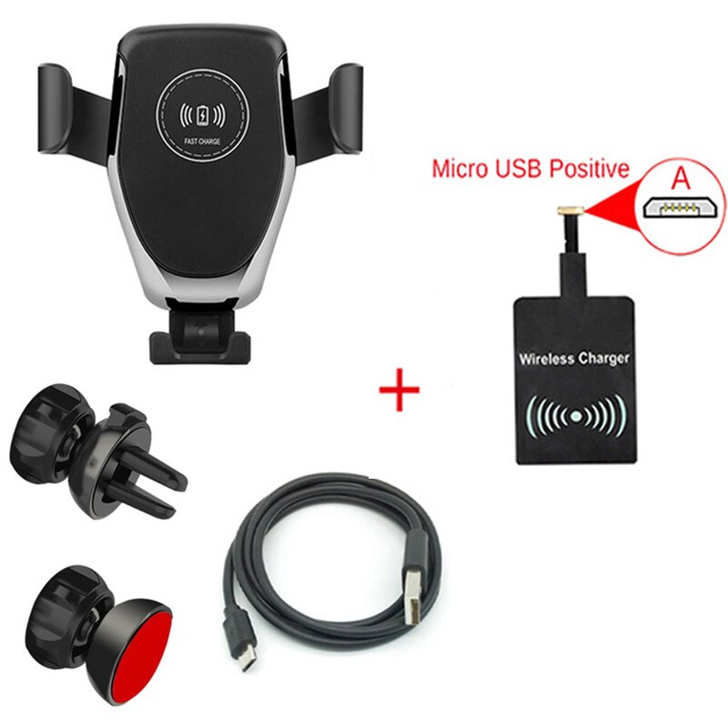 Drahtlose Auto Ladegerät Schwerkraft 10w Schnelle Wirless Ladegerät für Samsung S10 S9 S8 Plus A70 A50 Iphone 11 8 Plus Draadloze Auto Oplader: mit USB A receiver