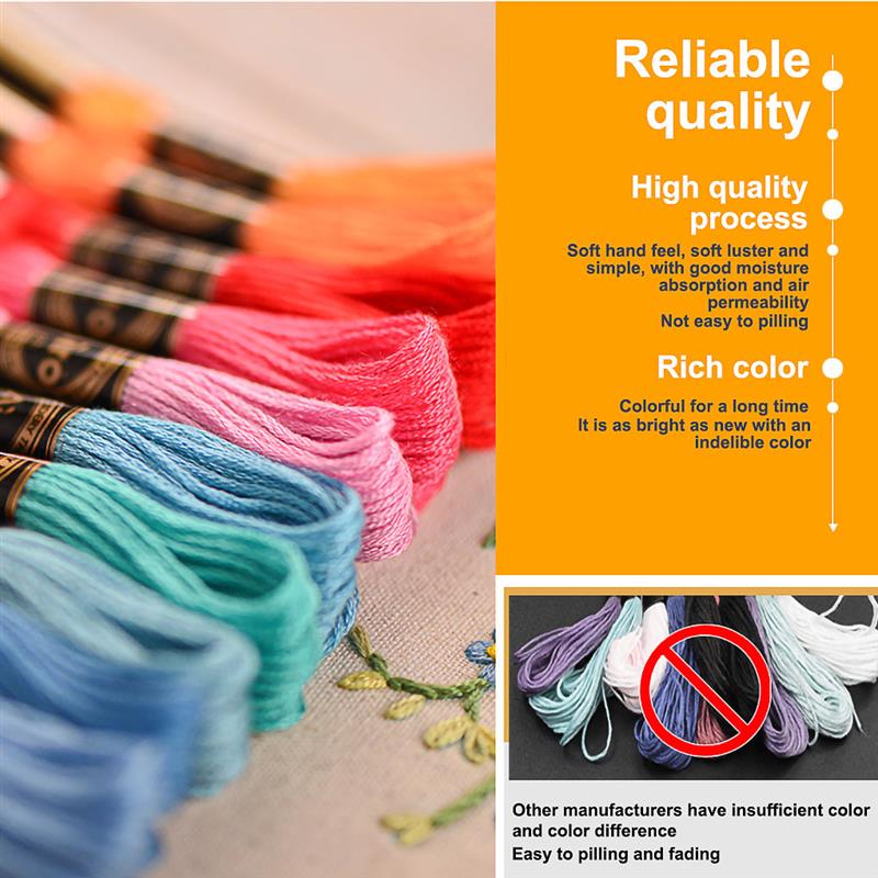 Cotton Stitch Embroidery Threads Floss Set Handicraft DIY Soft Colorfast Sewing Skeins Yarn Thread Mix Colors Sewing Craft