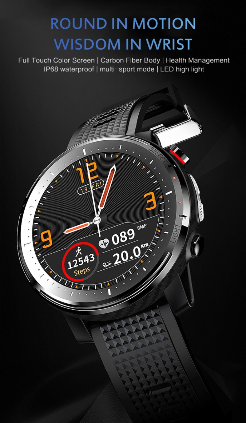 Smartwatch L15 - Bluetooth 5.0 - IP68 Waterproof - 1.3" TFT - Heart Rate & Blood Pressure Monitor - For iOS Android