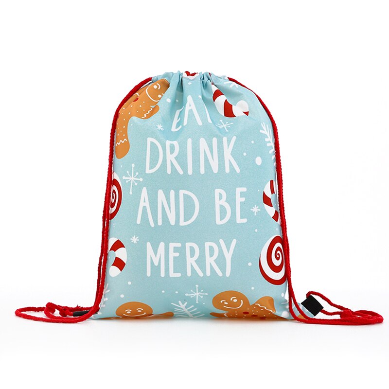 drawstring backpack Women mini Backpack 3D printing travel softback bags men bag Girs Santa Claus Multicolor Rope: GC-1