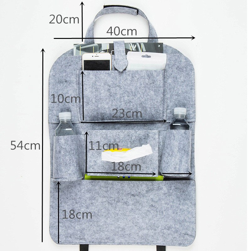 Imbaby bilfilt hængende taske pu læderpude sæde opbevaringspose rejsebakke bilsæde opbevaringsboks rejsetaske