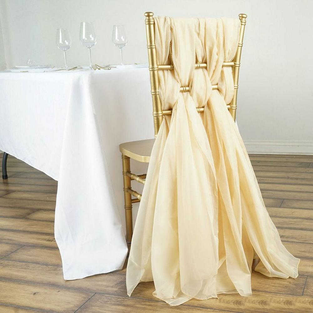 Fancy Chiffon Chair Sashes for Weddings Events Party Decoration Bridal Baby Shower Chair Sash Tulle Chair Tutu Skirt: light yellow