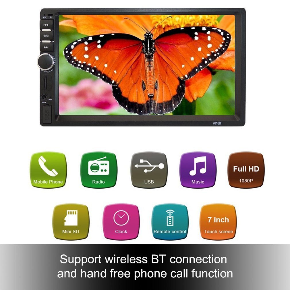 7 Inch Double 7018B 2 DIN Car FM Stereo Radio MP5 Player TouchScreen Multimedia player 4 Light Camera