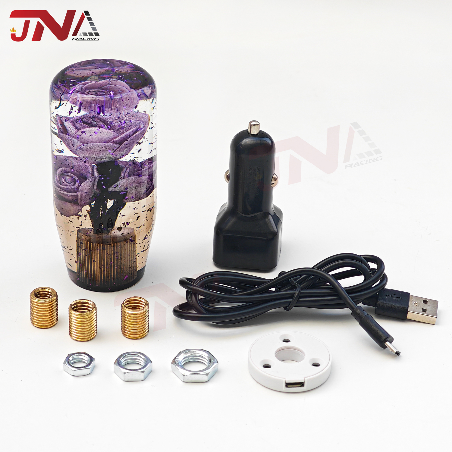 10 cm LED transparante glitter bloem pookknop race sportwagen onderwater roos pookknop