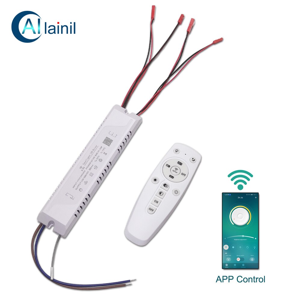 Transformateur de lustre intelligent à intensité réglable, alimentation électrique à télécommande et commande par application, 2.4G, à utiliser pour les deux couleurs