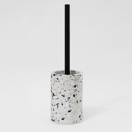 Terrazzo Bathroom Five-piece Accessories Set Wash Toothbrush Cup Toilet Brush Holder Lotion Bottle Storage Box Toothbrush Case: toilet brush B