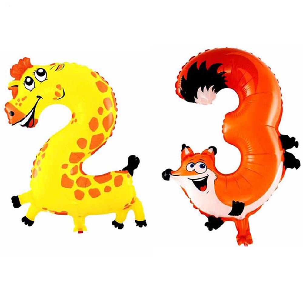 1Pcs 16 Inch Animal Number Foil Inflatable Balloons Kids Party Wedding Happy Birthday Decoration Air Balloon Children's