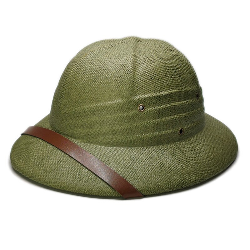 Vietnam War Army Hat Women Men British Explorer Straw Helmet Summer Boater Bucket Sun Hat Unisex Jungle Miners Cap: HT10576AG