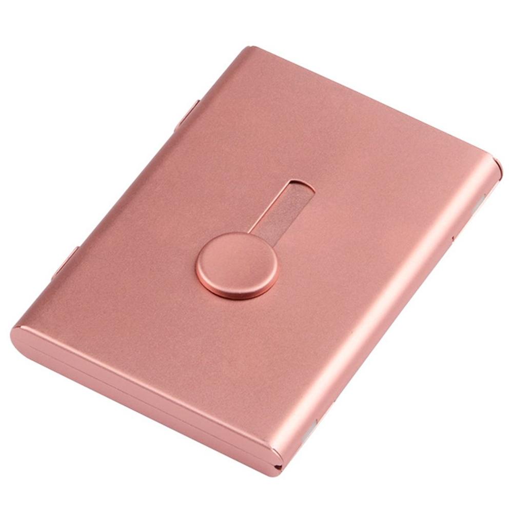 Mannen Visitekaarthouder Hand Push Card Case Bankkaart Lidmaatschap Pakket Metalen Ultra Dunne Kaarten Verpakking Organizer: Paars