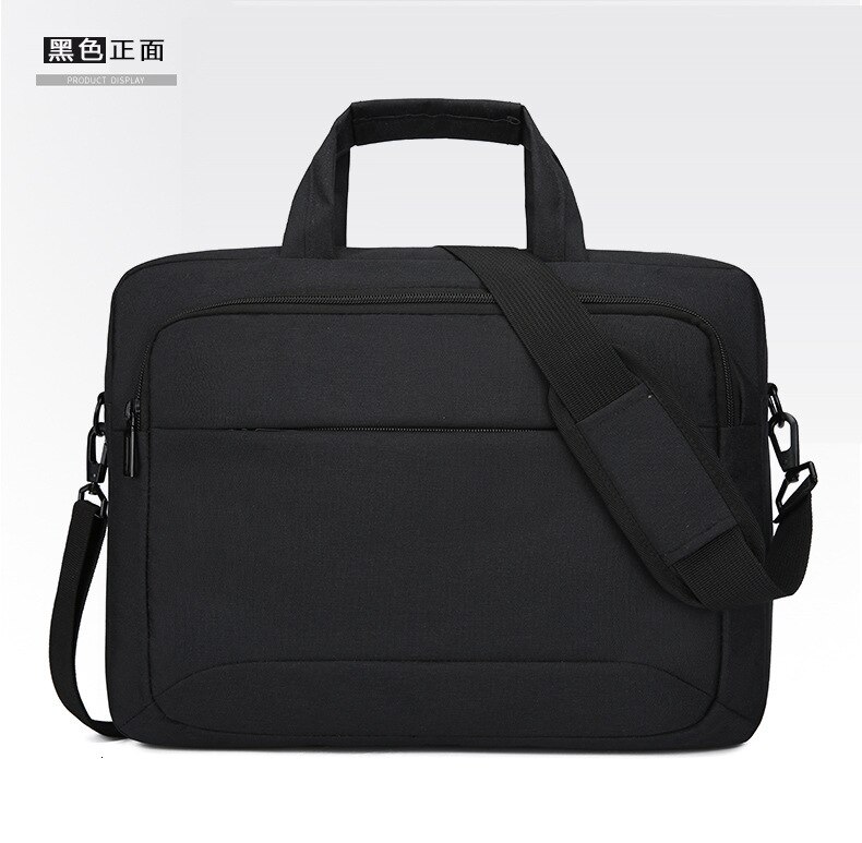 Nylon mænd kvinder dokumentmappe laptop taske 13 14 tommer lilla sort grå bærbar rejse vandtæt skal håndtaske: Sort