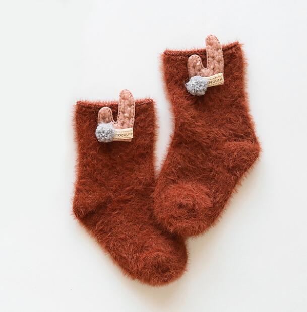 Chaussettes unisexes pour bébés filles | , motif de lapin étoile de mer, en coton doux, et confortable, vêtements d'hiver pour enfants, calcetines: brown cactus / 12M