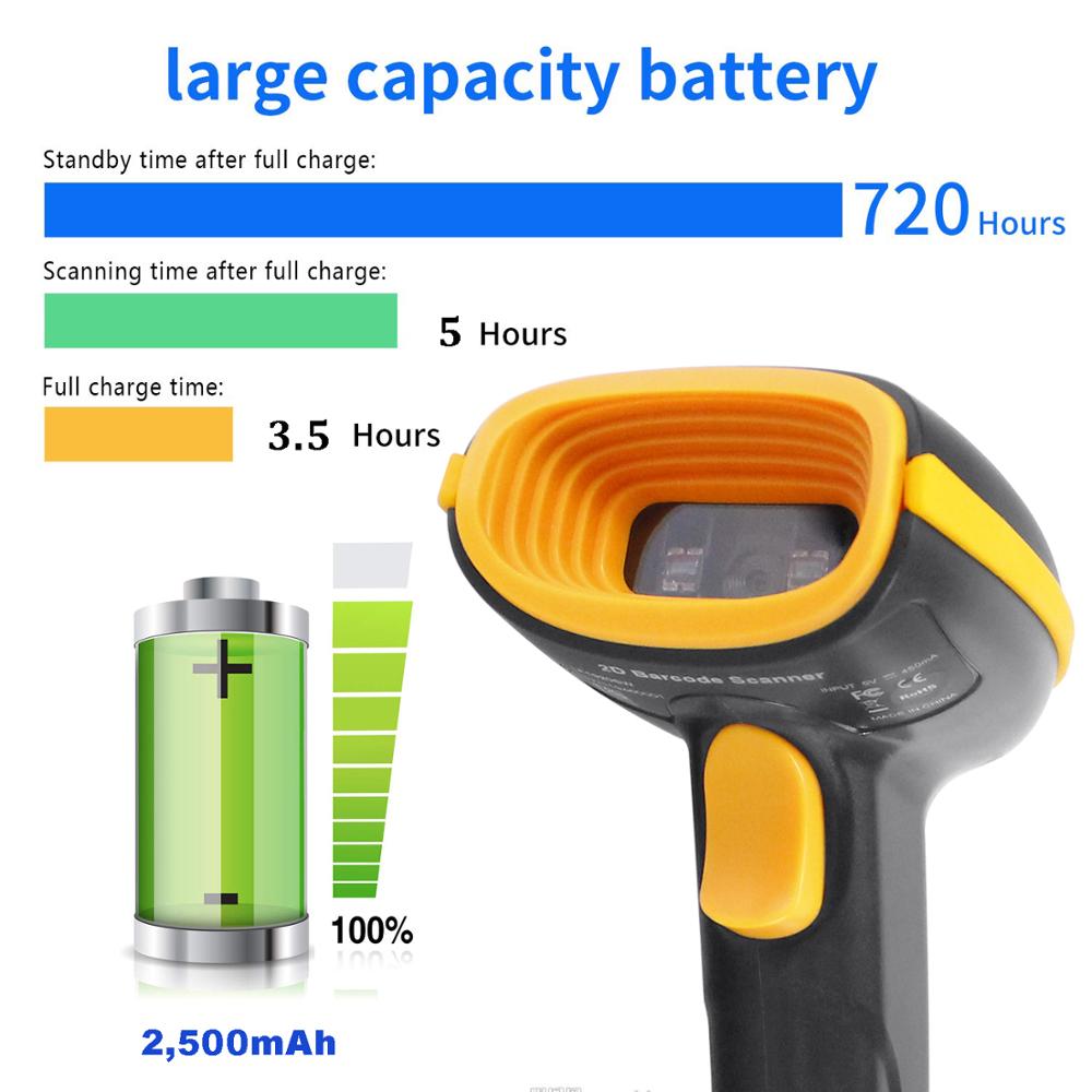 Wireless Wired Handheld Bluetooth Barcode Scanner 1D/2D QR Bar Code Reader for Inventory POS Terminal