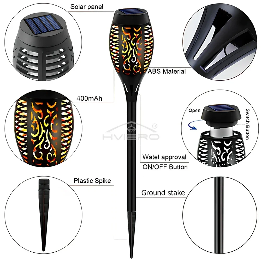 1/2/4/6/8PCS Outdoor Solar Flame Lights 12Led Flickering Garden Path Yard Patio Park Floor Decoration Landscape Lamps Waterproof
