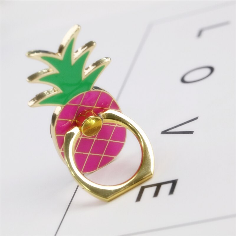 360 Degree Metal Finger Ring Jewelry Smart Phone Stand Holder Fruit Pineapple Mobile Phone Holder Stand For Iphone All Phone: B