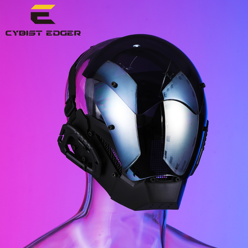 Cosplay-maske standard rollespill cyberfuture futuristisk kul cqb-beskyttelsesmasker med hodedeksel til voksenfest: Svart