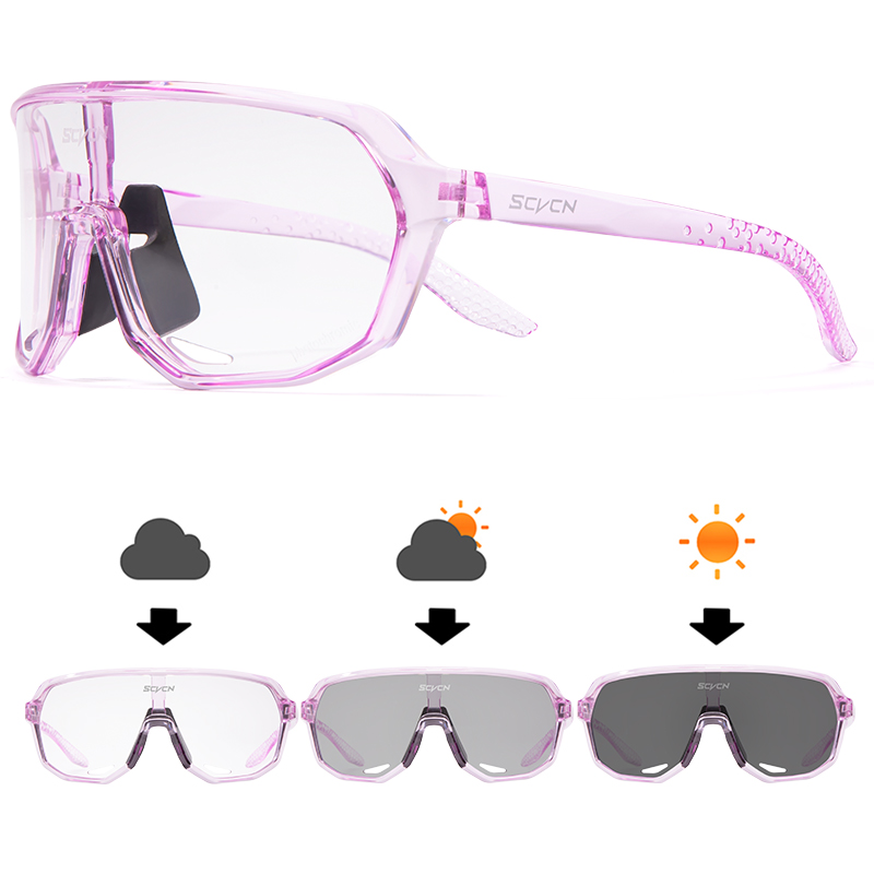 SCVCN gafas de sol fotocromáticas para ciclismo para hombre, gafas deportivas para ciclismo de montaña, gafas UV400 para mujer, gafas para conducir en bicicleta: Rojo