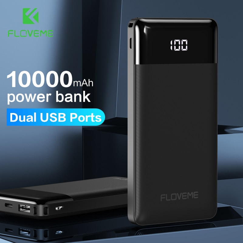 Floveme Power Bank 10000Mah Draagbare Telefoon Externe Batterij Oplader Dual Usb Opladen Powerbank Voor Iphone Xiaomi Poverbank