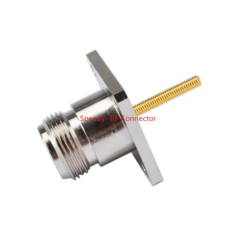 N Type Female Connector L16 N Female Jack Straight Water Proof 4 Hole Flange Panel Mount Solder Connector RF Fast Brass