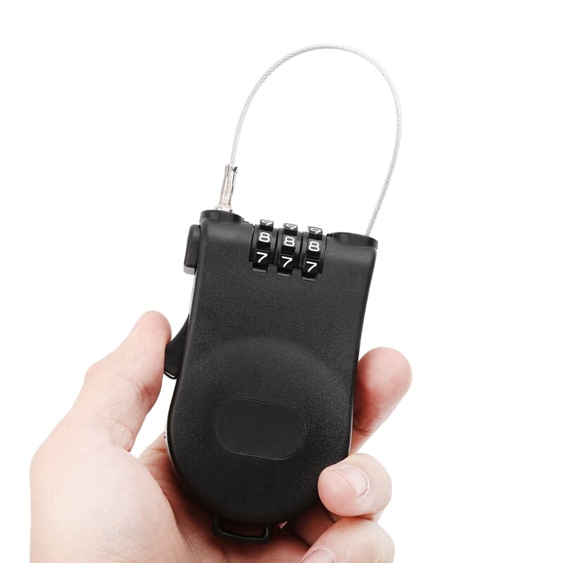 Retractable Wire Rope Password Lock Combination Coded Locker Outdoor Keyed Padlock 11XA