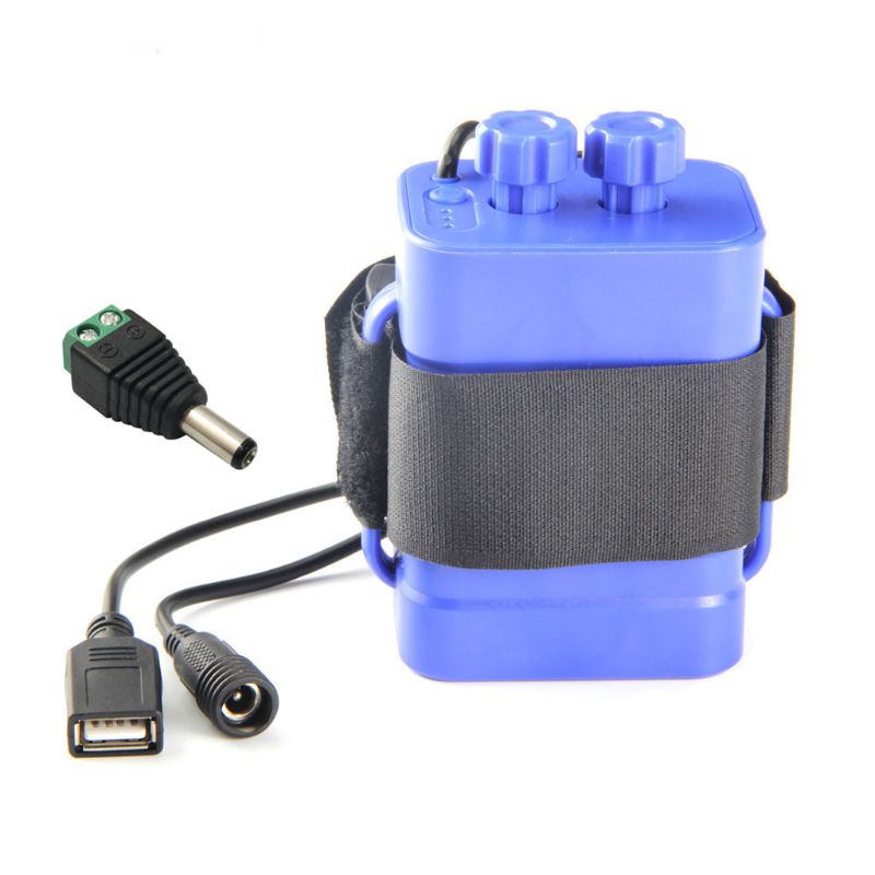 Waterproof DIY 6x 18650 Battery Case Box Cover with 12V DC and USB Power Supply for Bike LED Light Cell Phone Router: Blue